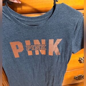 PINK Victoria's Secret Charcoal Tee with Copper Logo